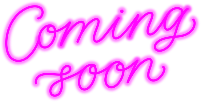 Coming soon - Light blue Neon sign Hand written calligraphic word.